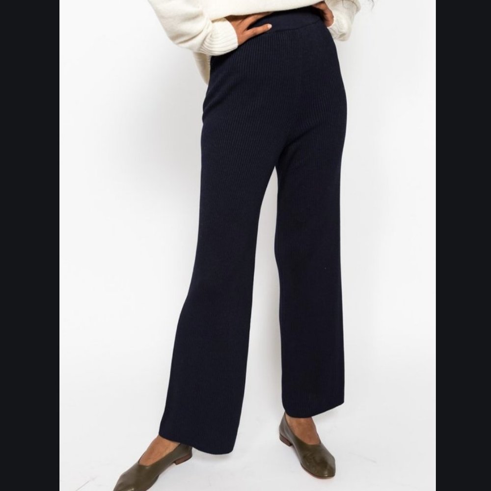Suzanne Rae Rib Knit Pants in Navy